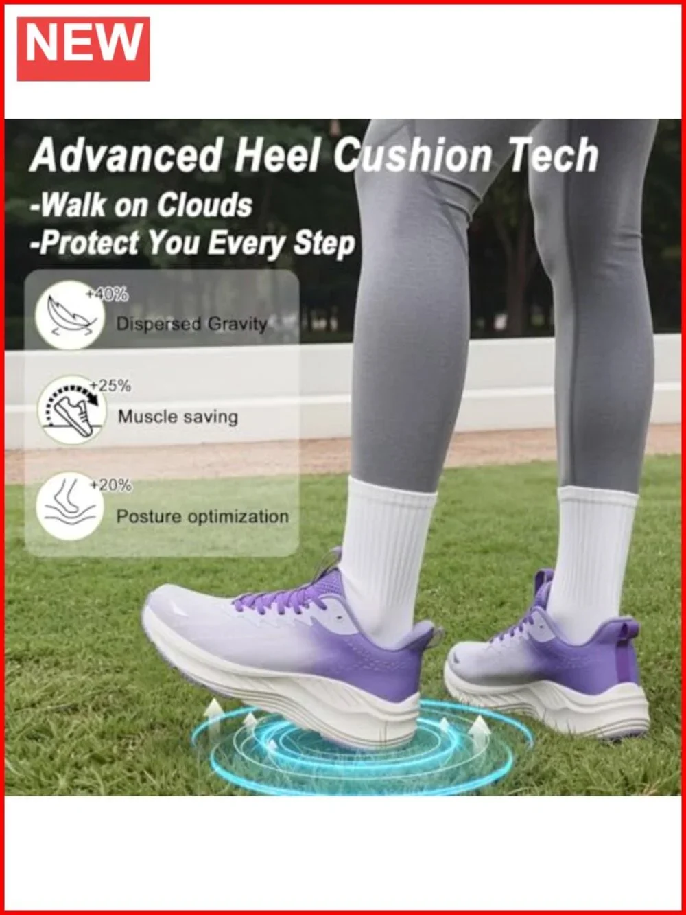 Slip On Walking Shoes Cushion Running Tennis Arch Support Non Slip Sole